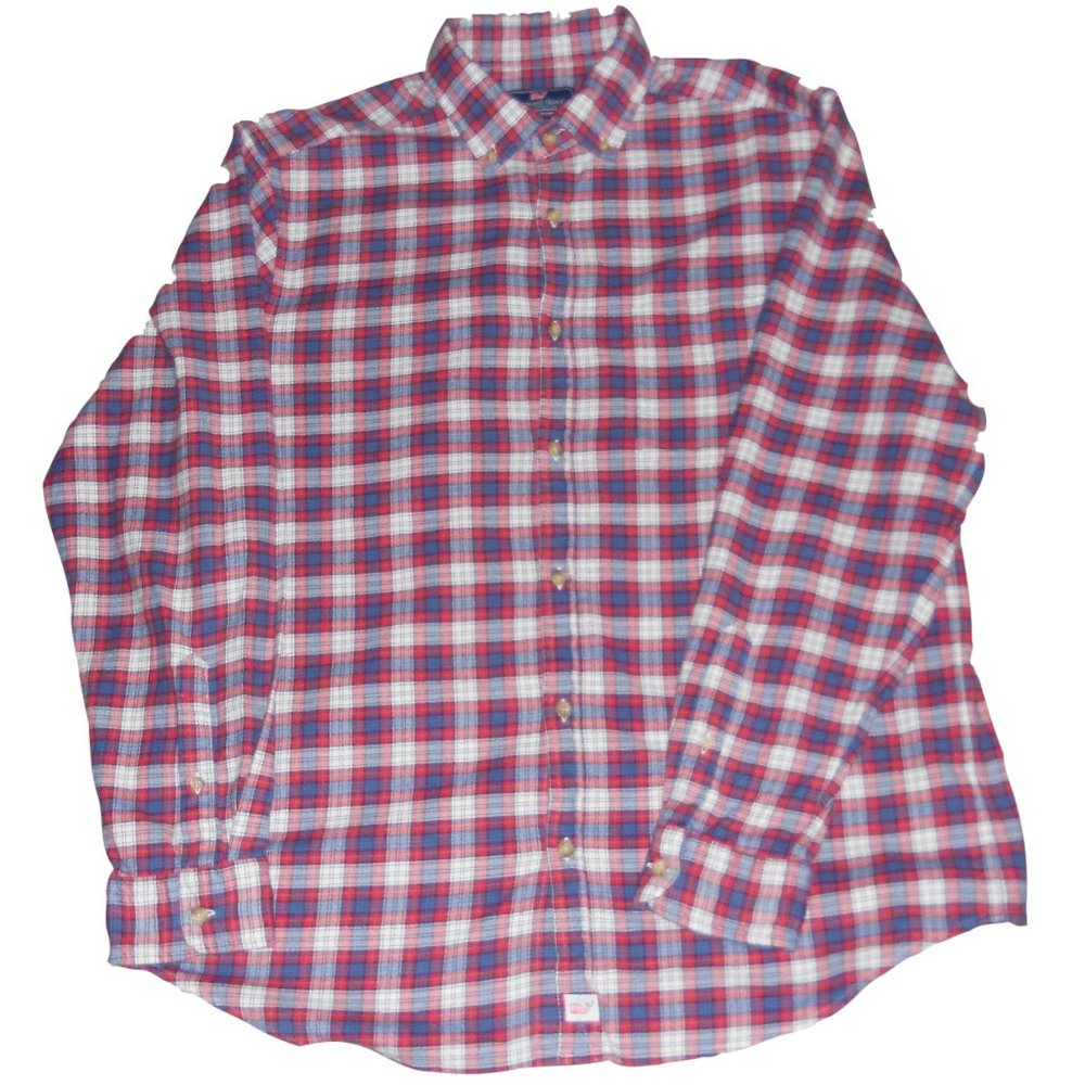 Vineyard Vines L Red Blue Plaid Flannel Murray